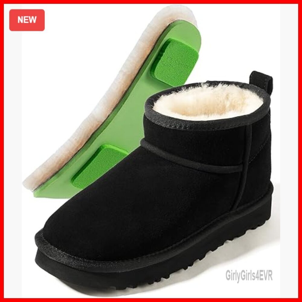 Sheepskin Ankle Boots with Arch Support, Waterproof Suede, Winter Shoes